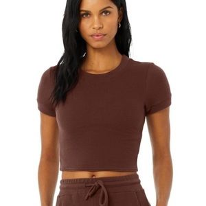 Alo Micro Waffle Sierra Short Sleeve Top size XS